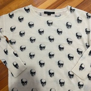 Skull Cashmere Sweater Black White